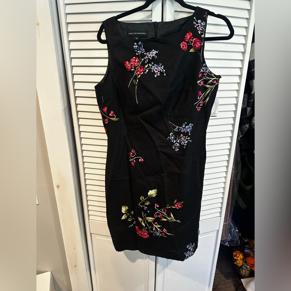 Jones New York Black and Red Sleeveless Sheath Mini Dress